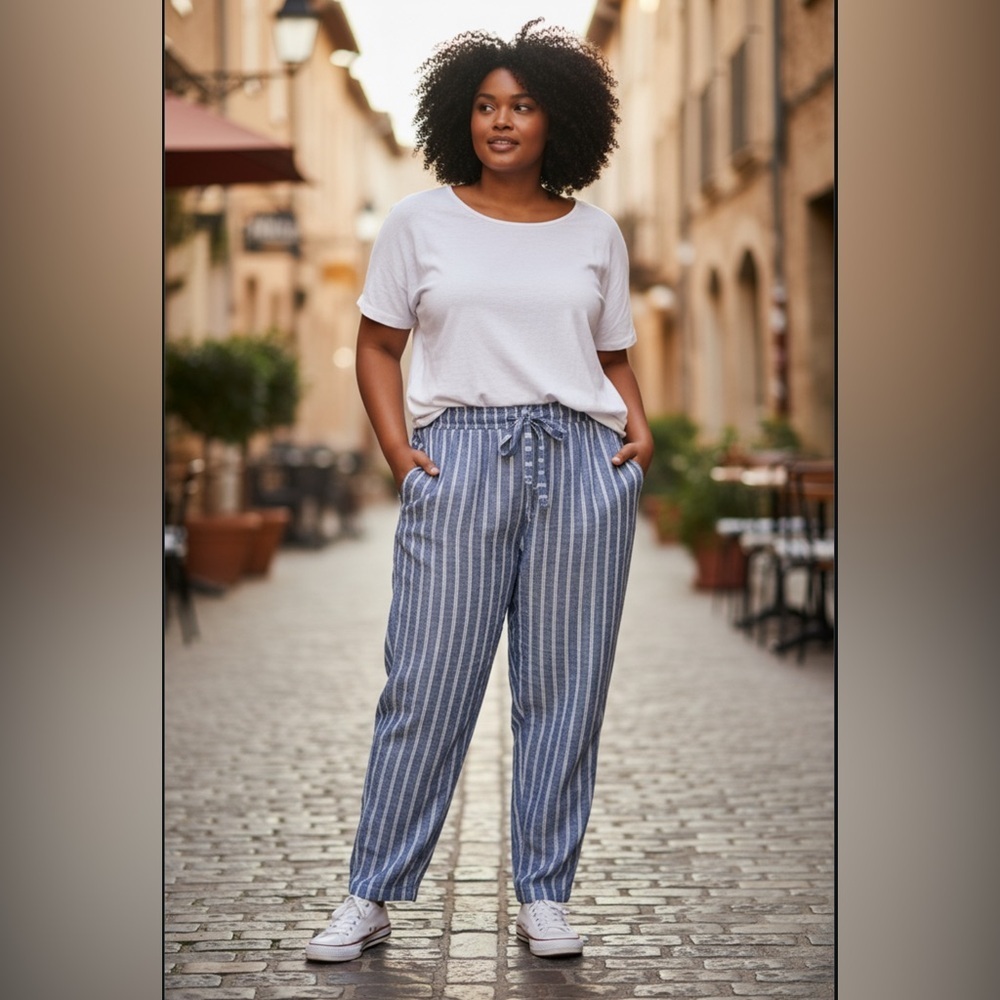 Navy Striped Women's Joggers